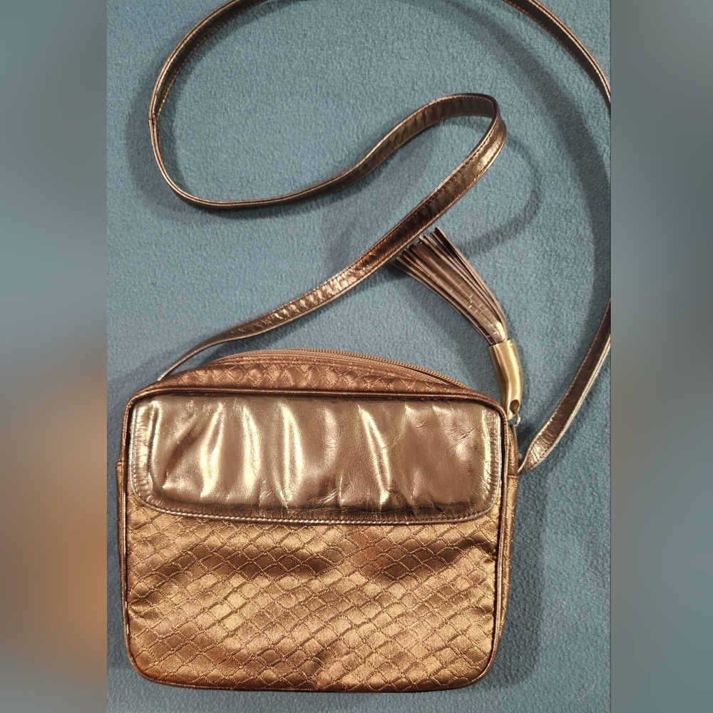 VTG Brizzolari Leather Gold Crossbody